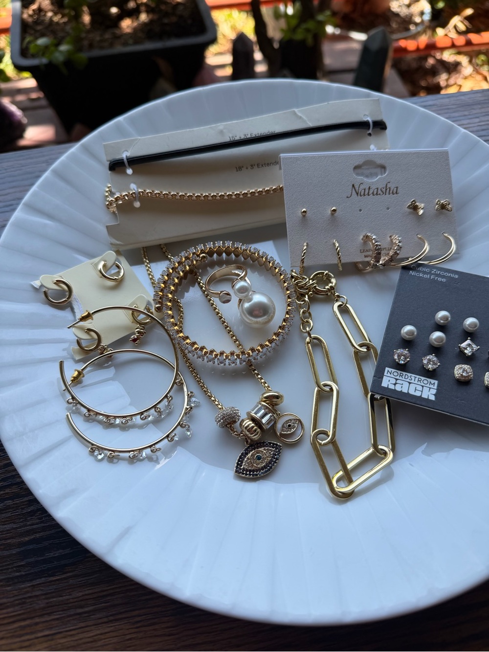 Gold Jewelry Bundle Necklace/Earrings/Bracelets/Ring - Picture 2 of 4